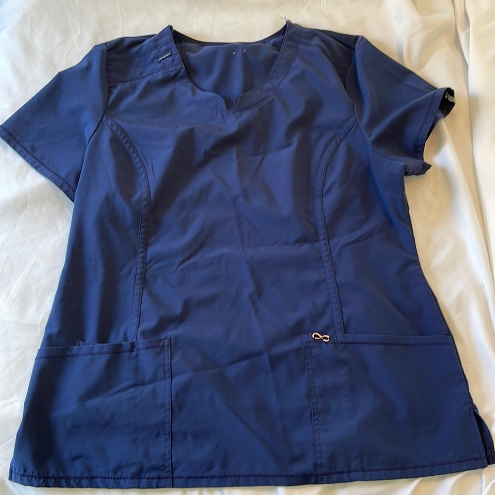XL Cherokee Infinity Navy Blue Scrub Top